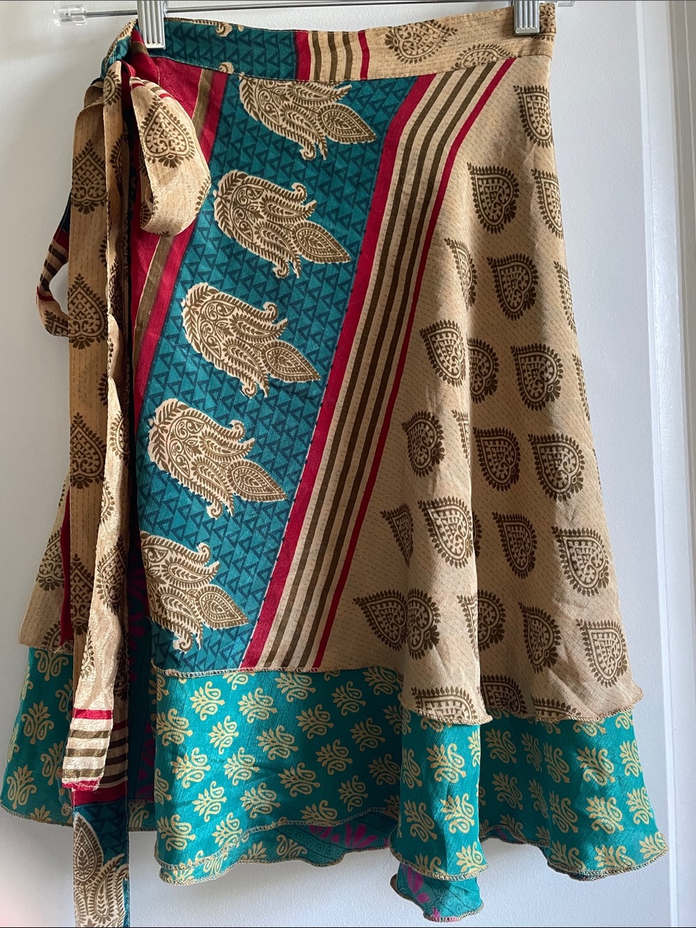 Sari silk boho chic Wrap Skirt jewel tones fits 2-12 ❤️one of a kind❤️ NWT